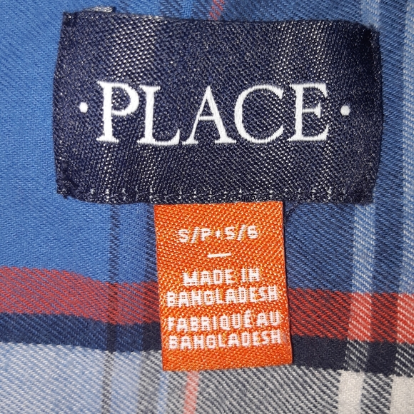 Place Boy Button Down Shirt  plaid orange bleu  si - Picture 6 of 6